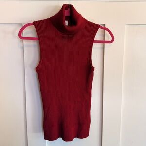 Red Sleeveless Turtleneck Sweater